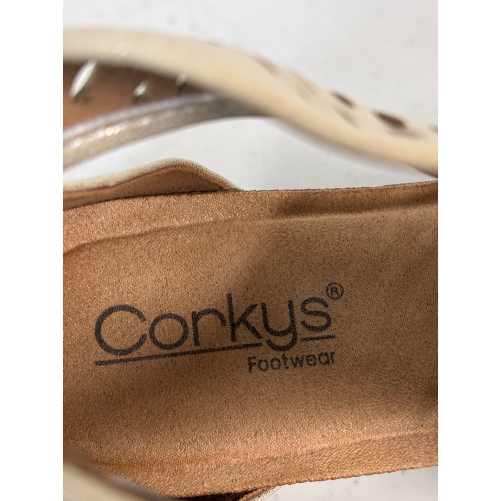 Corkys Footwear Womens Gold Laser Cut Espadrille Wedge Sandals‎ Size 8 - Picture 8 of 8
